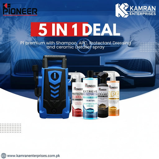 KE Pioneer P1 Premium With Complete Car Care Kit - 5 in 1 - Snow foam Shampoo + APC + Protectant Dressing + Ceramic Detailer Spray