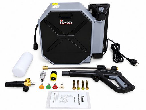 Ke Pioneer Wall Mount Pressure Washer - 90ft Hose Reel - 2200Watts - 150Bar Maximum