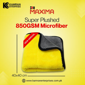MAXIMA SUPER PLUSHED 800GSM MICROFIBER DIAMOND - 40X40CM - YELLOW & GREY - TOP QUALITY