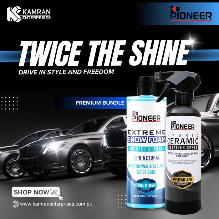 K.E Pioneer Extreme Snow Foam Shampoo + Hybrid Ceramic Detailer Spray - Pack of 2 - Twice The Shine