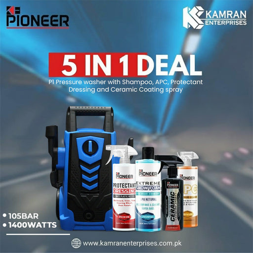KE Pioneer P1 Premium With Complete Car Care Kit - 5 in 1 - Snow foam Shampoo + APC + Protectant Dressing + Ceramic Coating Spray