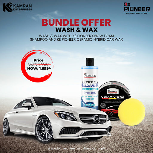 KE PIONEER WASH N WAX BUNDLE - SNOW FOAM SHAMPOO + CERAMIC HYBRID CAR WAX - TOP QUALITY