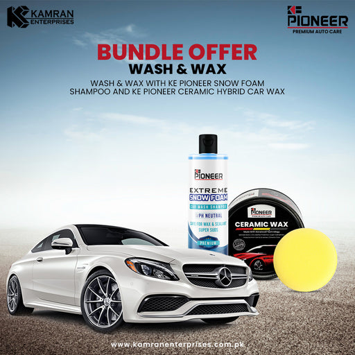 KE PIONEER WASH N WAX BUNDLE - SNOW FOAM SHAMPOO + CERAMIC HYBRID CAR WAX - TOP QUALITY