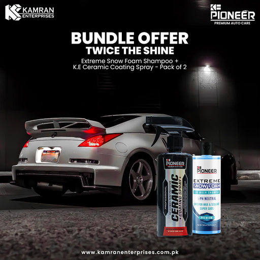 K.E Pioneer Extreme Snow Foam Shampoo + K.E Ceramic Coating Spray - Pack of 2 - Twice The Shine