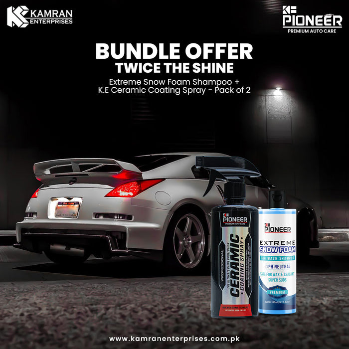K.E Pioneer Extreme Snow Foam Shampoo + K.E Ceramic Coating Spray - Pack of 2 - Twice The Shine
