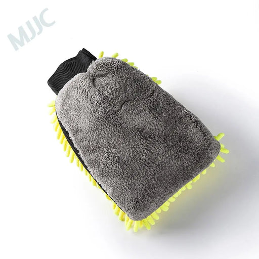 MJJC Microfiber And Chenille Wash Mitt With Waterproof Liner Inside Ultra Soft Car Wash Mitt - Yellow