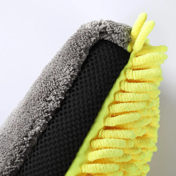 MJJC Microfiber And Chenille Wash Mitt With Waterproof Liner Inside Ultra Soft Car Wash Mitt - Yellow