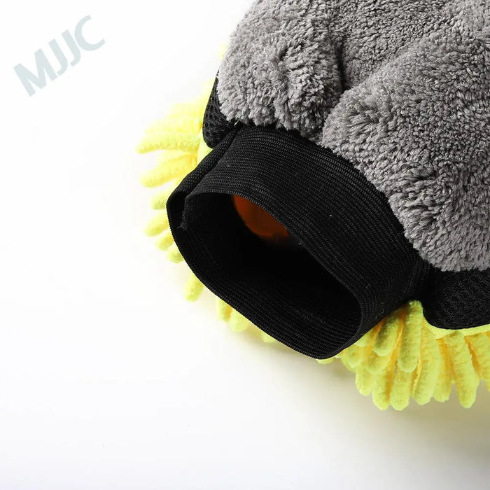 MJJC Microfiber And Chenille Wash Mitt With Waterproof Liner Inside Ultra Soft Car Wash Mitt - Yellow