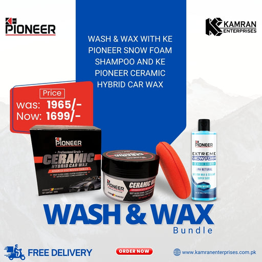 KE PIONEER WASH N WAX BUNDLE - SNOW FOAM SHAMPOO + CERAMIC HYBRID CAR WAX - TOP QUALITY