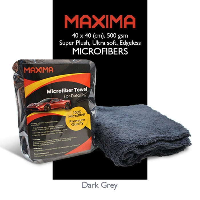 MAXIMA SUPER PLUSHED TOP QUALITY EDGELESS MICROFIBER - DARK GREY - SIZE 40cmX40cm - 500GSM