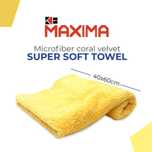 MAXIMA ULTRA SOFT CORAL FLEECE MCIROFIBER 50CM X 70CM - YELLOW -  TOP QUALITY
